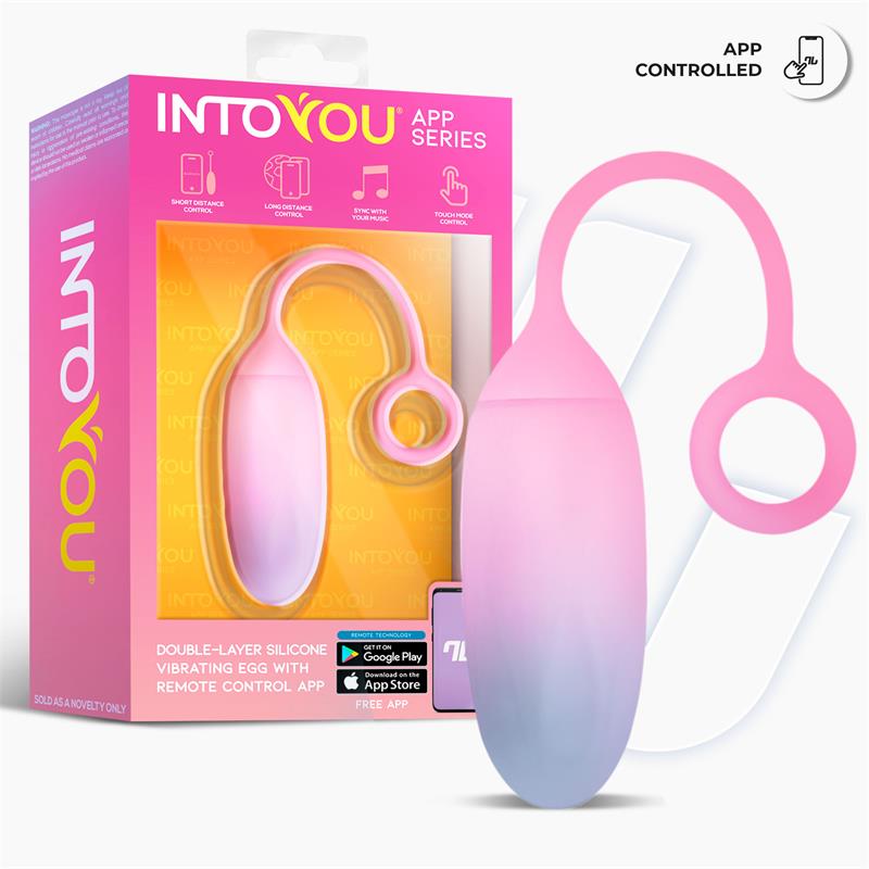 Huevo Silicona Doble Capa con APP Azul Rosa
