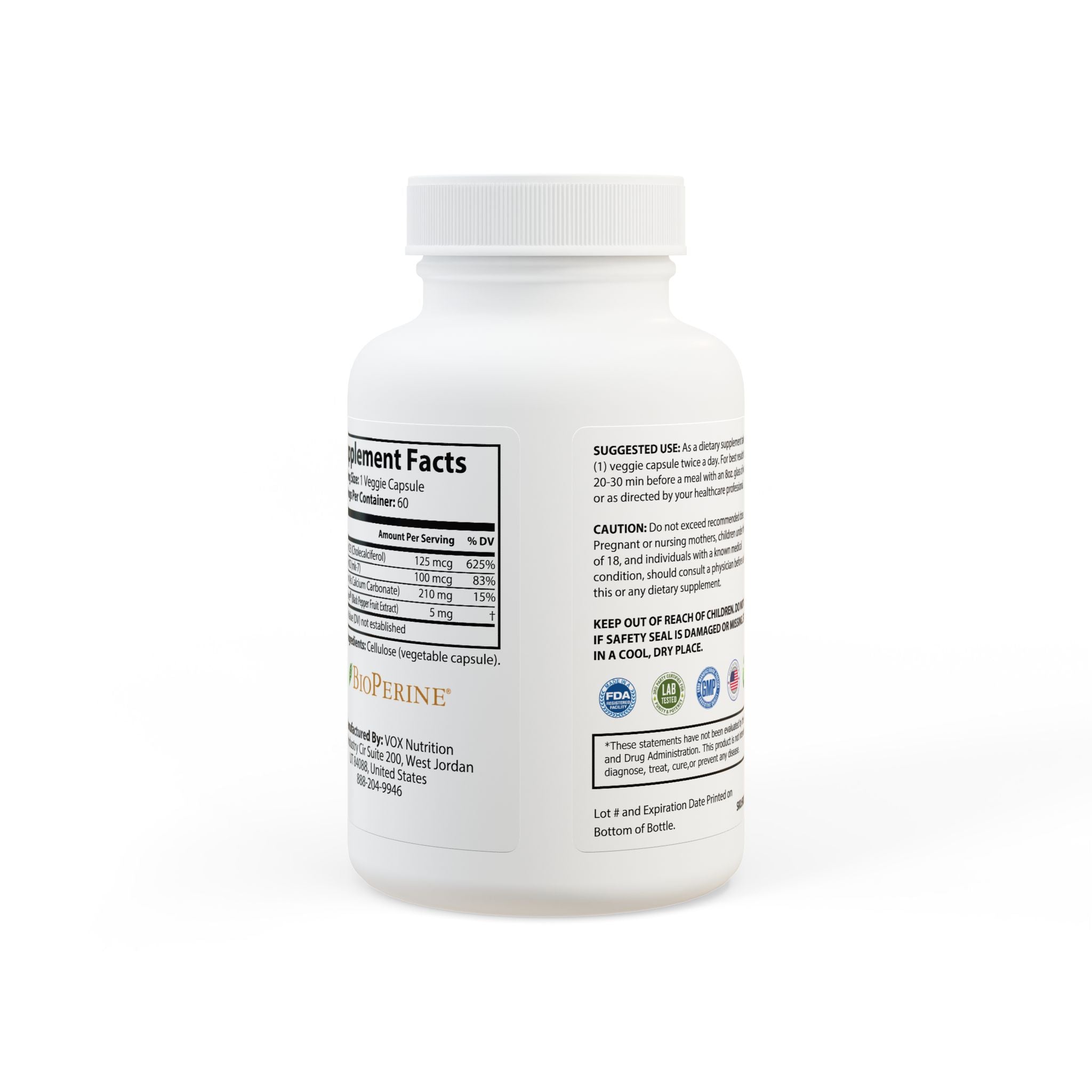 vitaminas k2 + d3 - 60 caps